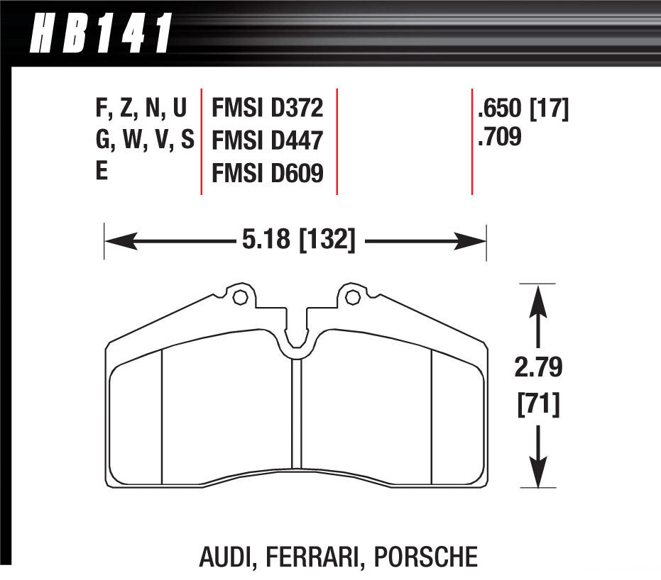 Hawk Brake Brake PAds DTC-70 Audi Ferrari Porsche MPN HAWHB141U650 For Porsche 1996-98