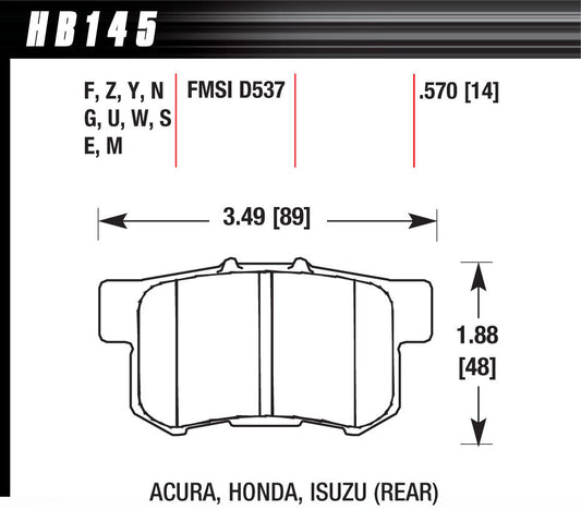 Hawk Brake Street Brake Pads Rear Honda HP Plus MPN HAWHB145N570 For Honda, Suzuki 1987-2015