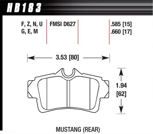 Hawk Brake Performance Street Brake Pads (4) MPN HAWHB183N585 For Ford Mustang 1994-2004