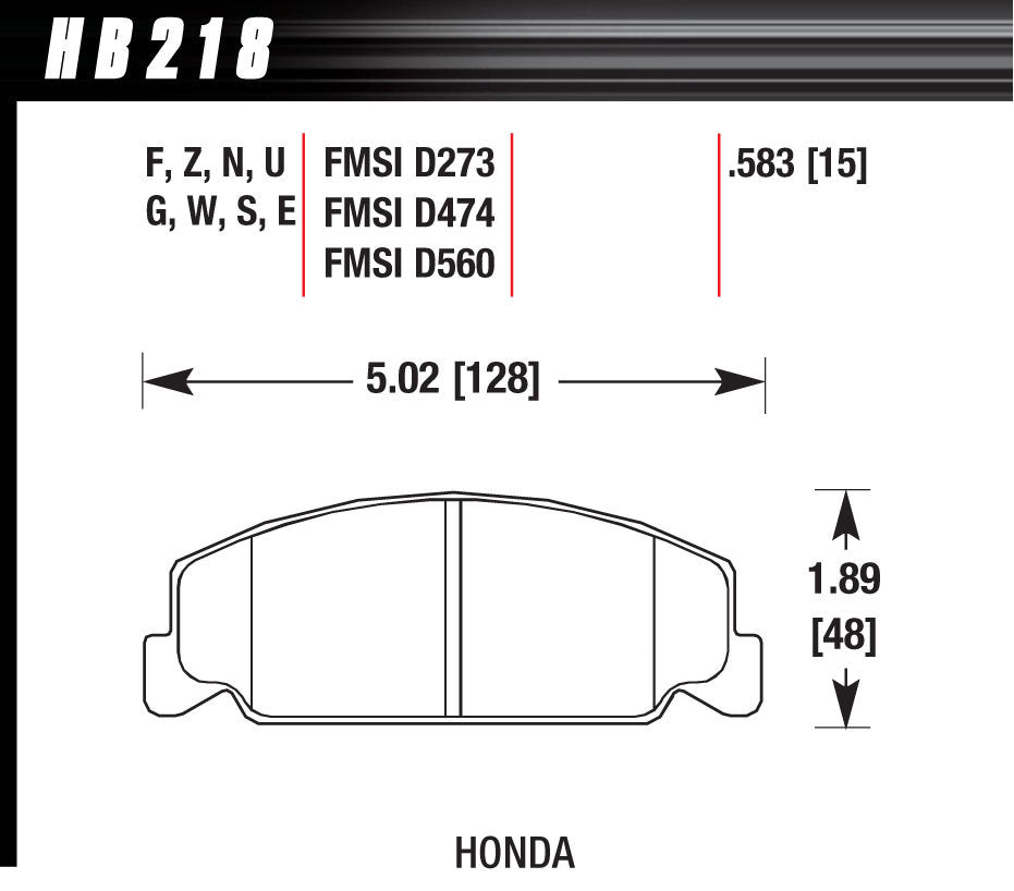 Hawk Brake Performance Street Brake Pads (4) MPN HAWHB218N583 For Honda 1984-2000