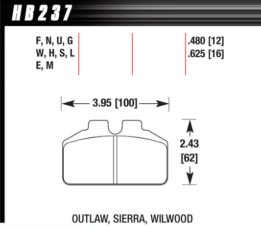 Hawk Brake DL Bridgebolt Black MPN HAWHB237M480