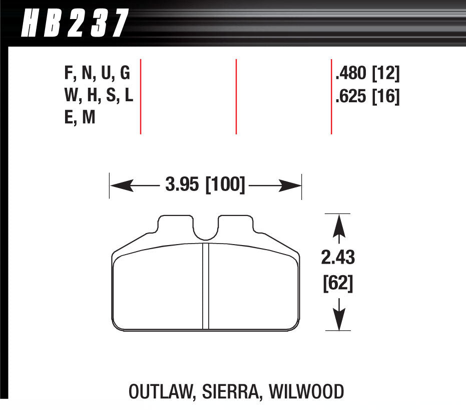 Hawk Brake DL Bridgebolt DTC 70 MPN HAWHB237U625