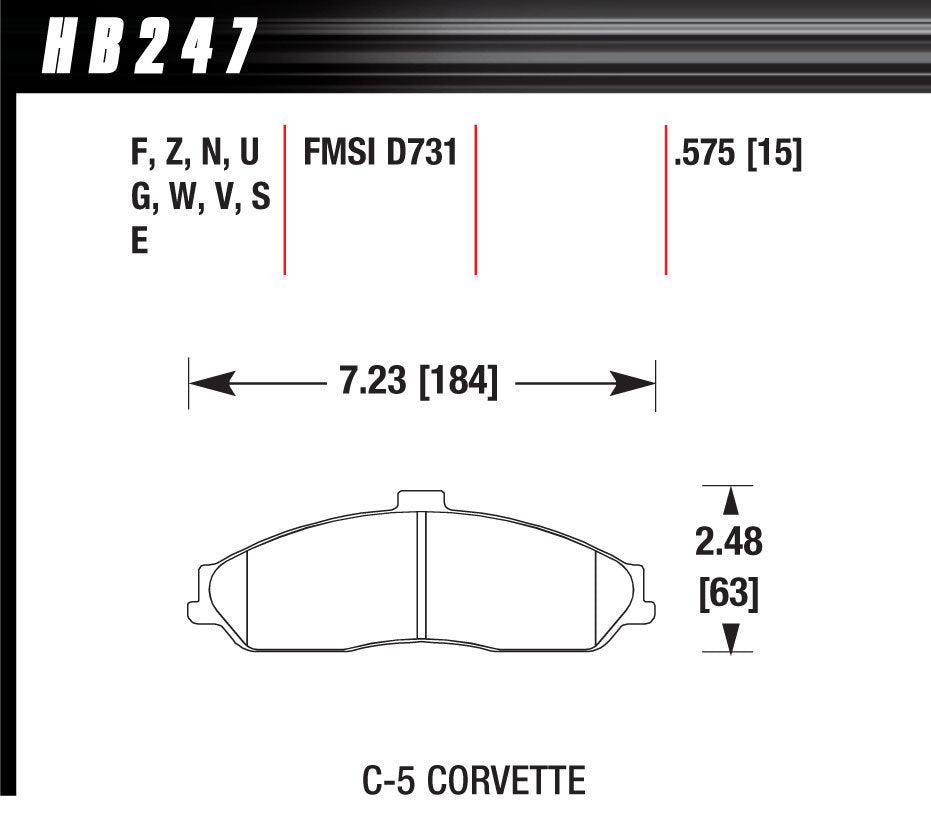 Hawk Brake   Performance Street Brake Pads (4)  HAWHB247F575