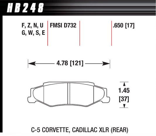 Hawk Brake Performance Street Brake Pads (4) MPN HAWHB248N650 For GM 1997-2013