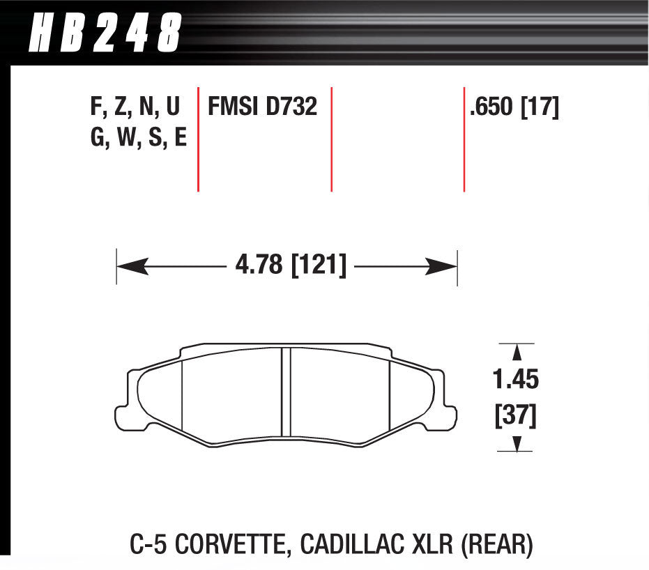 Hawk Brake Performance Street Brake Pads (4) MPN HAWHB248Z650 For GM Ram 1997-2013