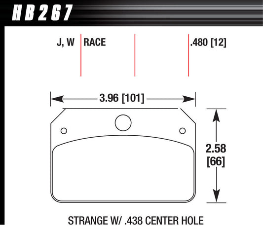 Hawk Brake Brake Pads Rear Strange w/.437 Center Hole DR-97 MPN HAWHB267J480