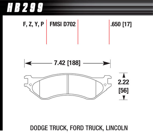 Hawk Brake Performance Street Brake Pads (4) MPN HAWHB299P650