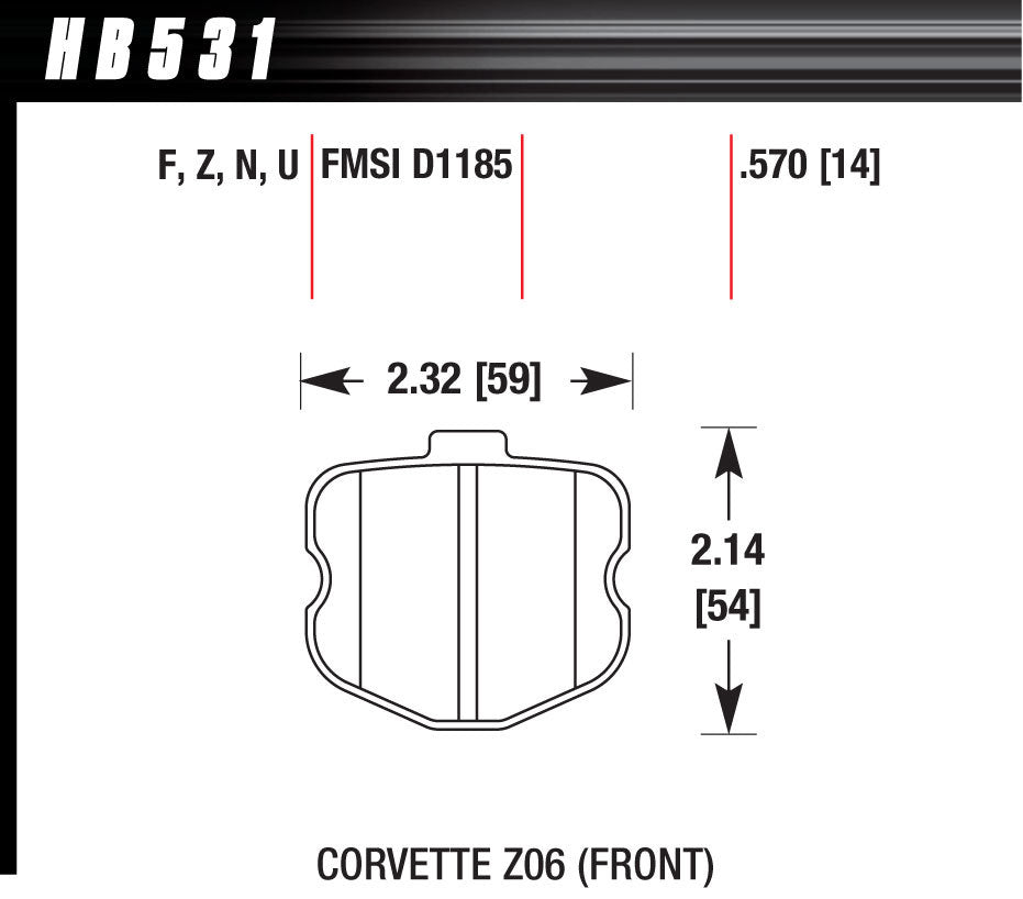 Hawk Brake 2006 Corvette ZO6 Perf Ceramic MPN HAWHB531Z570 For Chevy Corvette, Ram 2006-13