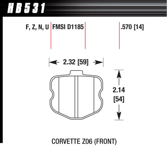 Hawk Brake 2006 Corvette ZO6 Perf Ceramic MPN HAWHB531Z570 For Chevy Corvette, Ram 2006-13