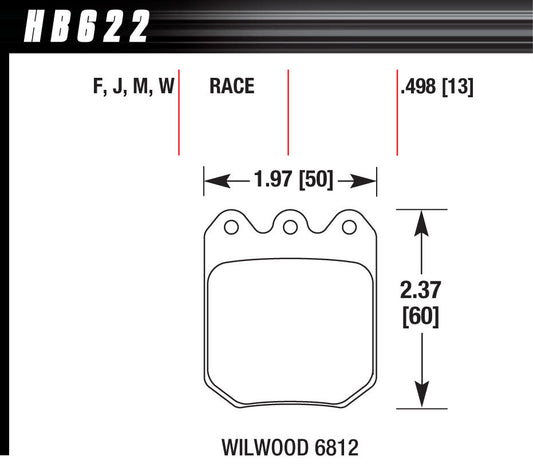 Hawk Brake   Brake Pad Set Wilwood DLS DTC-30 6812  HAWHB622W490