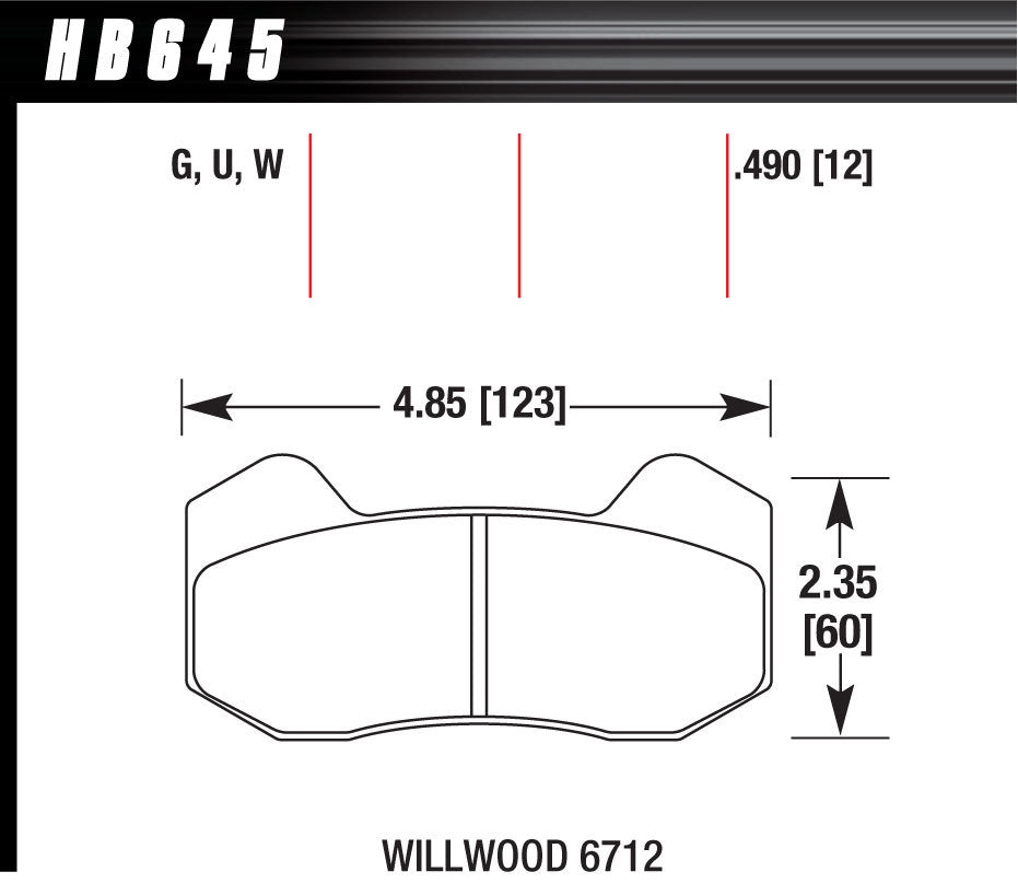 Hawk Brake BRAKE PAD DYNAPRO 6 FRONT AND REAR DTC-30 MPN HAWHB645W490 For Universal use