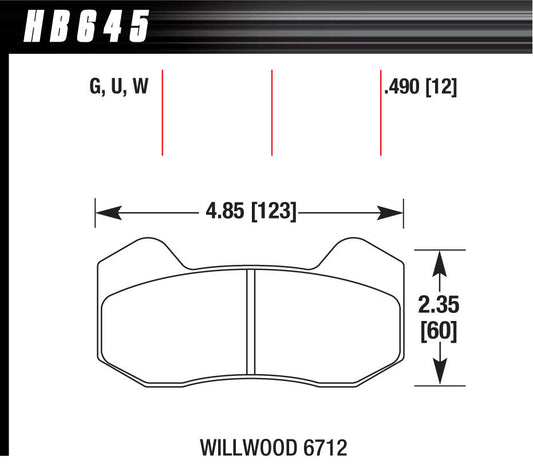 Hawk Brake BRAKE PAD DYNAPRO 6 FRONT AND REAR DTC-30 MPN HAWHB645W490 For Universal use