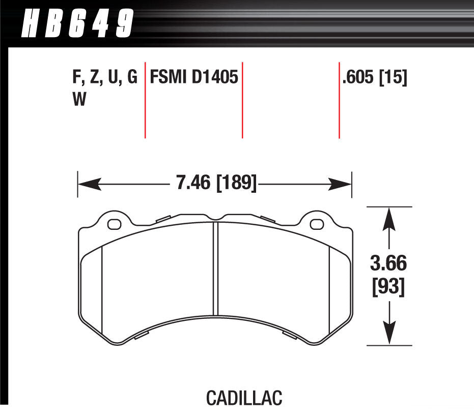 Hawk Brake Brake Pads GM / Dodge Front Ceramic MPN HAWHB649Z605 For GM, Mopar Ram