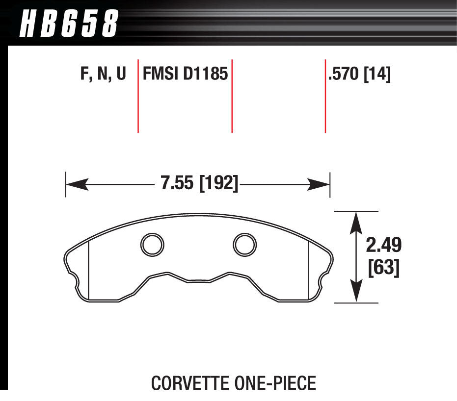Hawk Brake Performance Street Brake Pads (4) MPN HAWHB658F570 For Chevy Corvette 2006-13