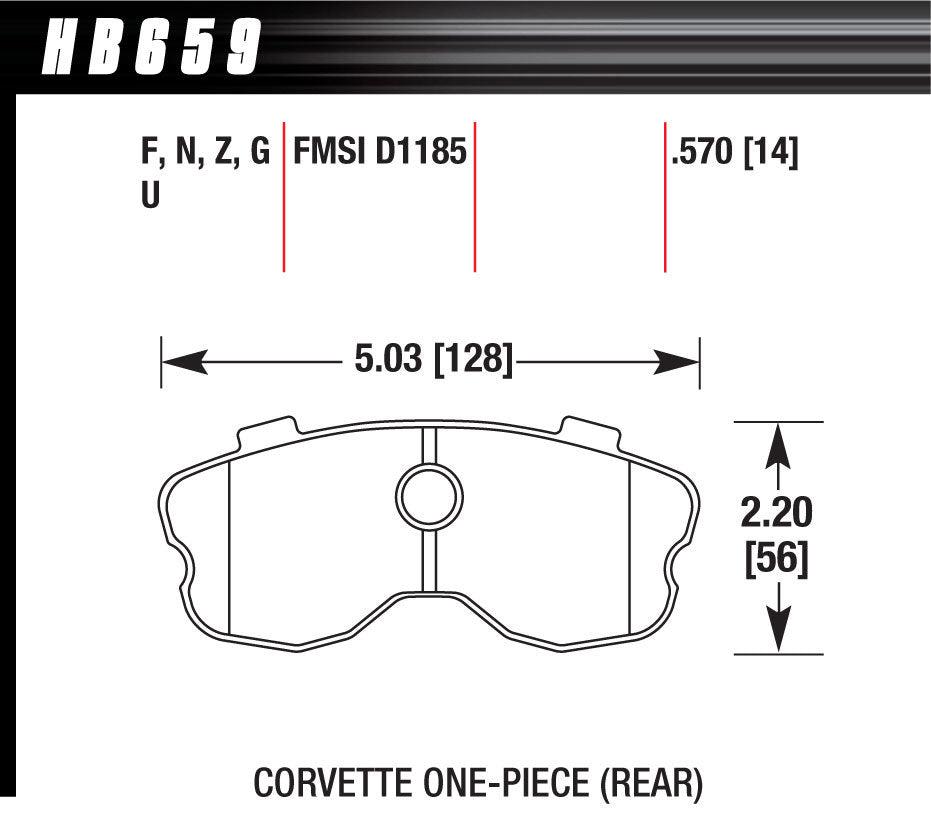 Hawk Brake Performance Street Brake Pads (4) MPN HAWHB659Z570 For Chevy Corvette, Ram 2006-13