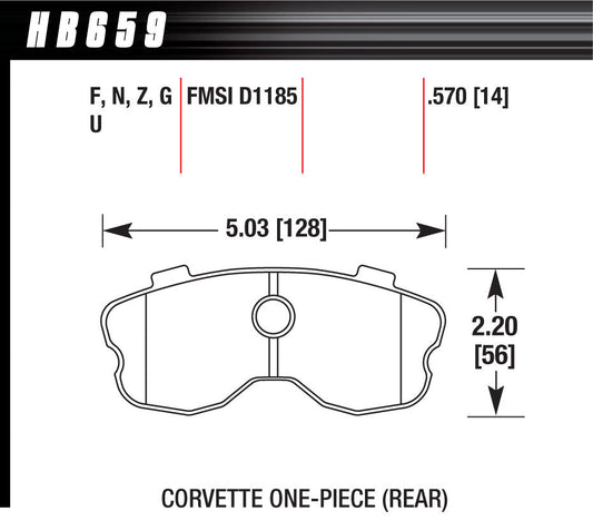 Hawk Brake Performance Street Brake Pads (4) MPN HAWHB659Z570 For Chevy Corvette, Ram 2006-13