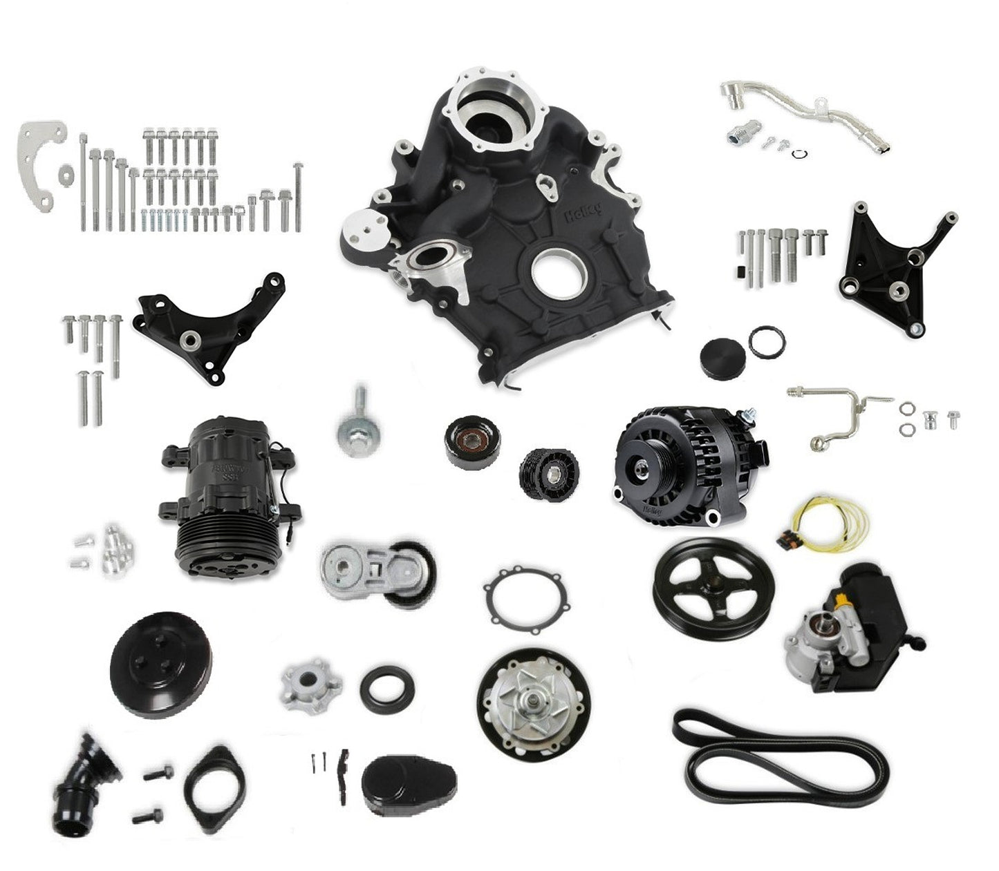 Holley Complete Accessory Drive Kit Ford 7.3L Godzilla MPN HLY20-310BK For Ford