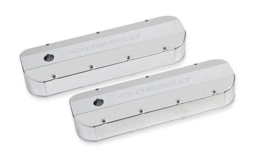 Holley   BBC Billet Rail Fab. Alm Valve Covers w/.125 Hole  HLY241-278