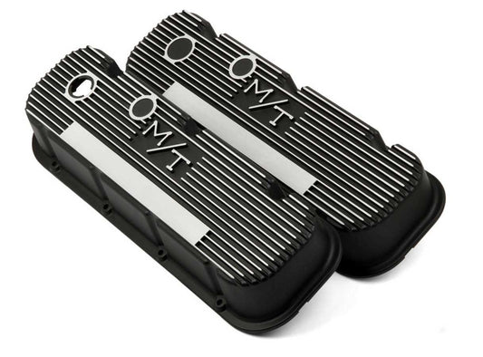 Holley BBC M/T Valve Cover Set - Black Krinkle MPN HLY241-85 For Chevy