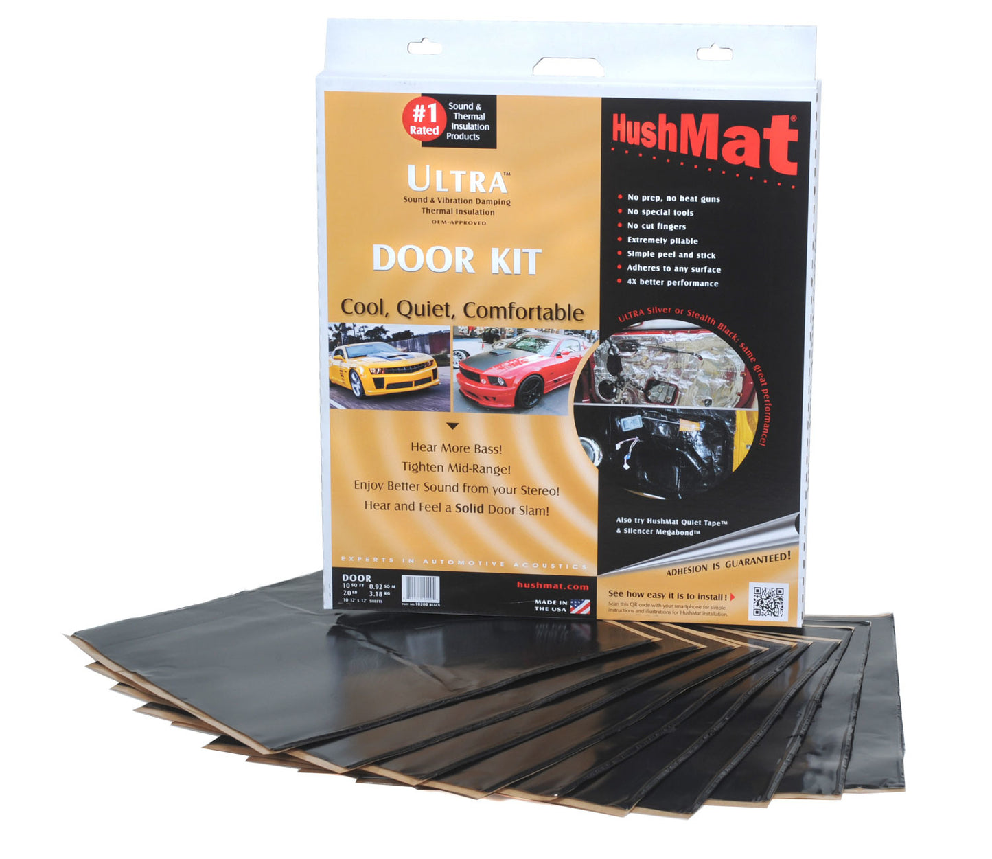 Hushmat   Ultra Door Kit- 10 pc 12in.x12in. Black  HMT10200