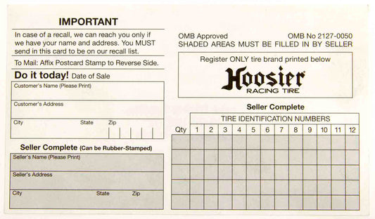 Hoosier   Hoosier Registration Card  HOOCIM200