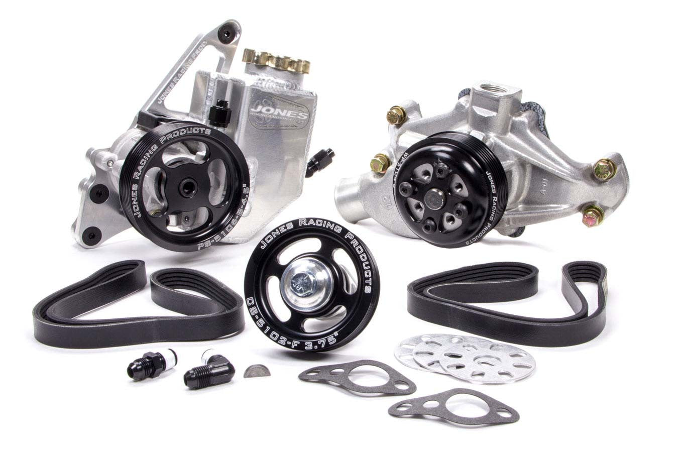 Jones Racing Products Serpentine Drive Kit - SBC w/P/S & W/P MPN JRP1004-AR-CE For Chevy