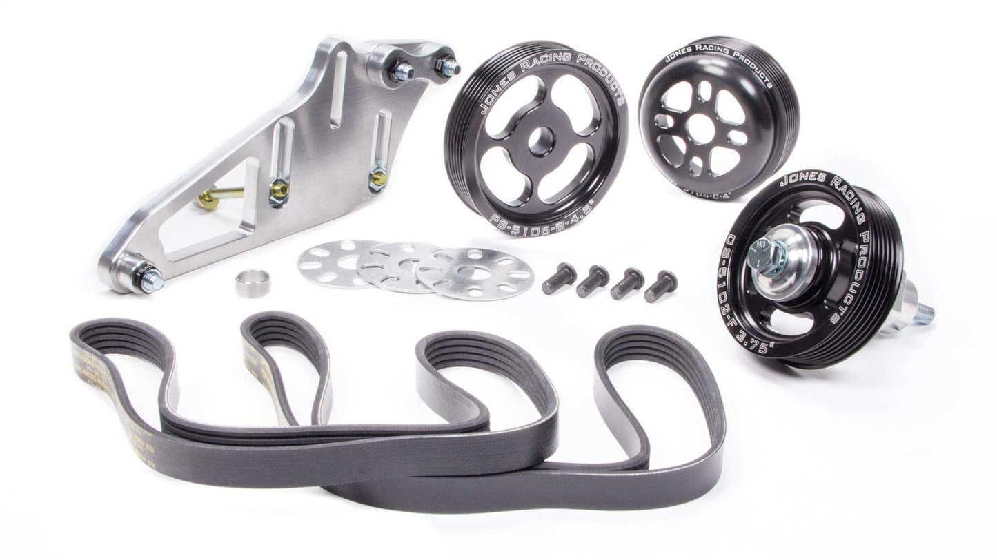 Jones Racing Products Serpentine Drive Kit - SBC Crate Engine w/P/S MPN JRP1004-S-CE For Chevy