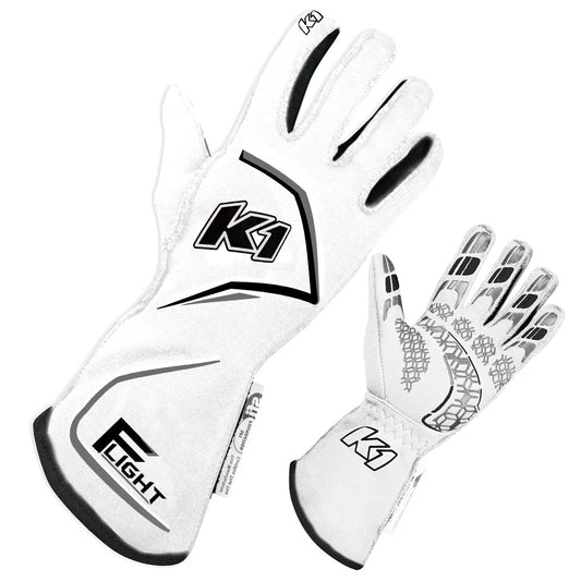 K1 RACEGEAR  Gloves Flight X-Large White  K1R23-FLT-WG-XL