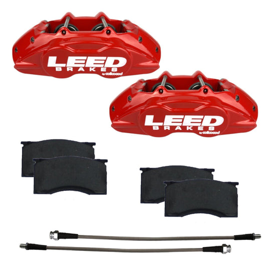 LEED BRAKES  64-67 Mustang Brake Caliper/Pad Kit Red  LEERCC0005