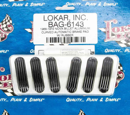 Lokar 68-72 Nova Billet Brake Pad w/Rubber MPN LOKBAG-6143 For GM 1968-72