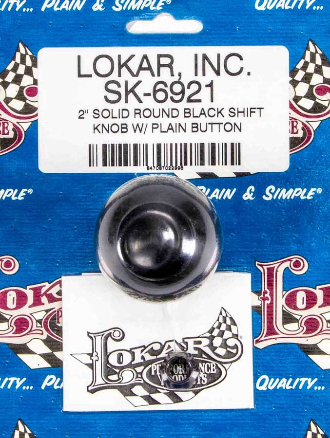 Lokar 2in Shift Knob Solid Round Black w/Button MPN LOKSK-6921