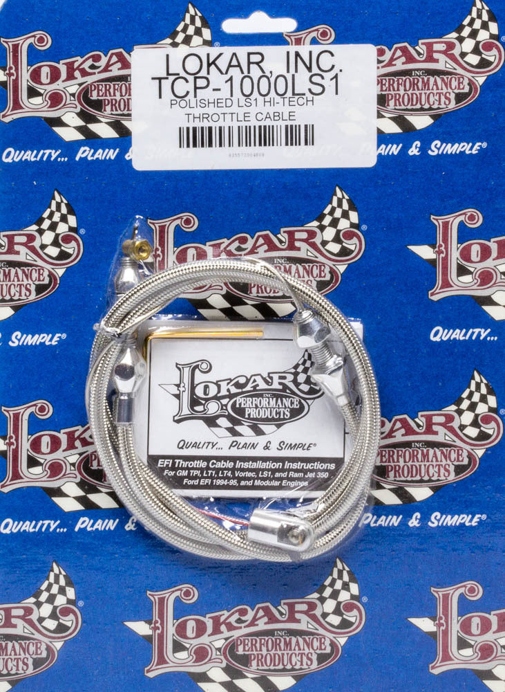 LOKAR  Polished LS1 Hi-Tech Throttle Cable   LOKTCP-1000LS1