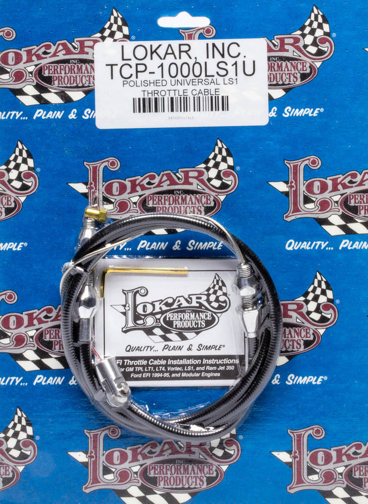LOKAR  Polished Universal Throt tle Cable LS Engine   LOKTCP-1000LS1U