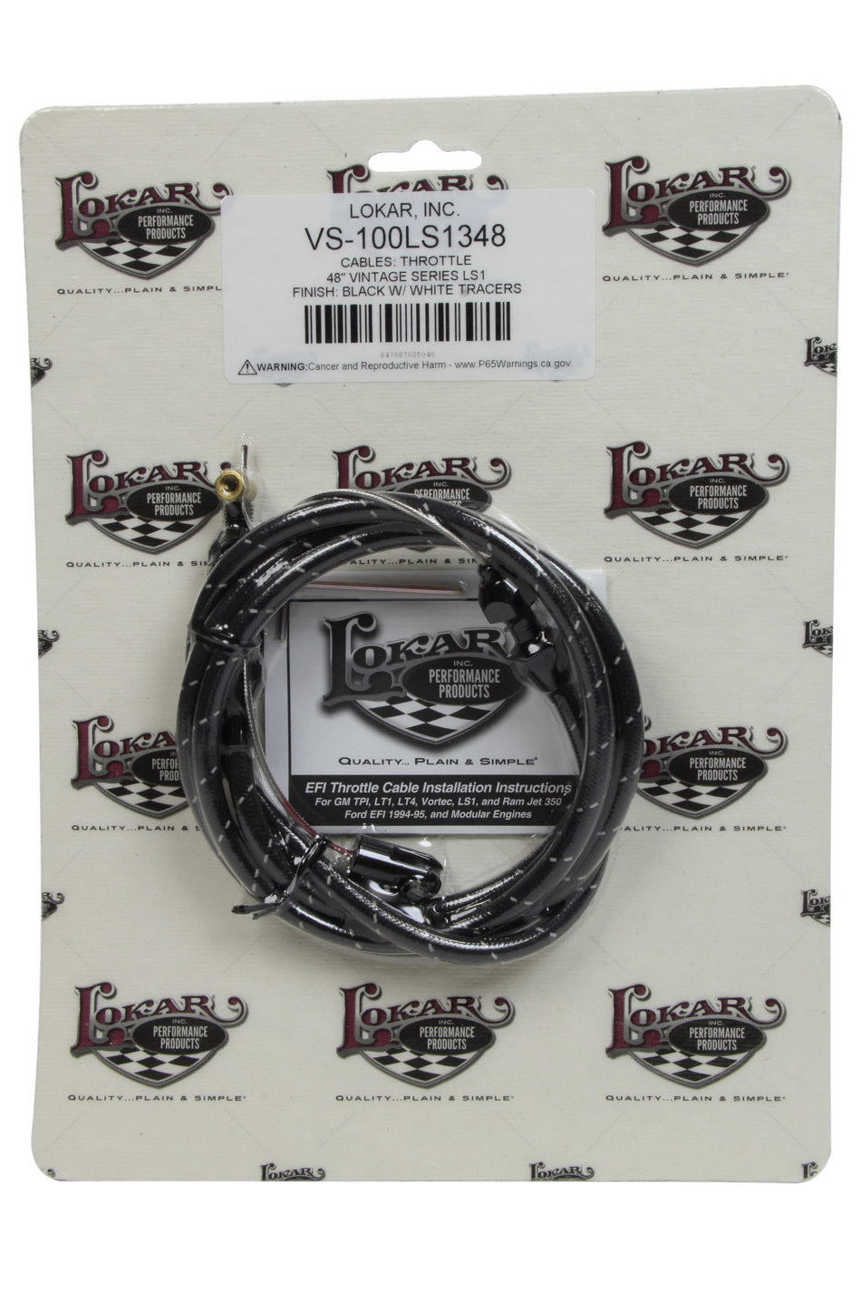 LOKAR  VS Throttle Cable Black Black Wrap w/ White Trac   LOKVS-100LS1348