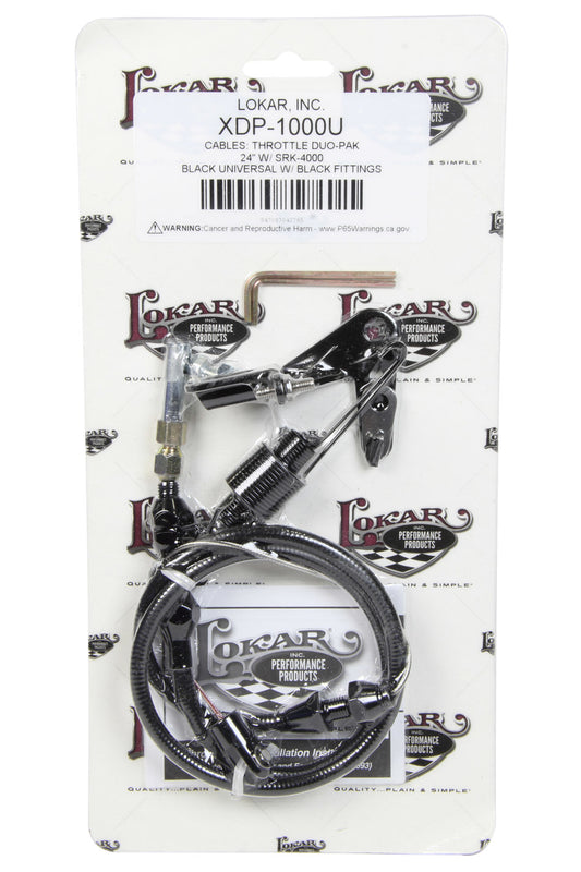 LOKAR  Duo-Pak Univ. Throttle Cable w/Brackets Black  LOKXDP-1000U