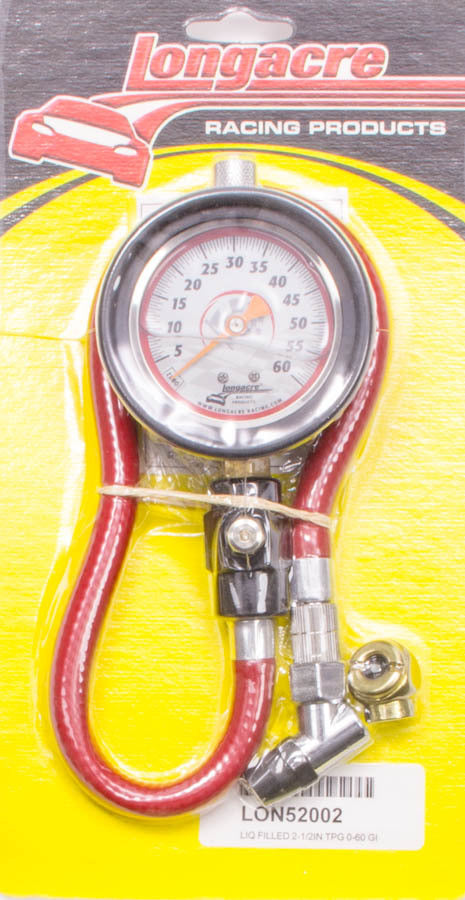 LONGACRE  Tire Gauge 0-60PSI 2.5in GID Liquid Filled   LON52-52002