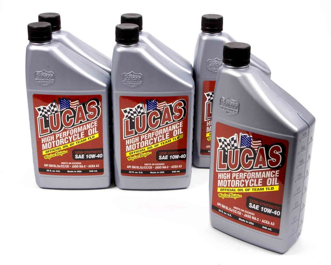 LUCAS OIL  Semi-Syn 10w40 Motor- cycle Oil 6x1 Qt   LUC10710-6