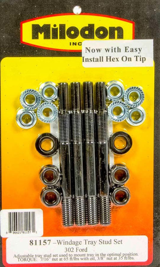 Milodon SBF Windage Tray Stud Kit MPN MIL81157 For Ford