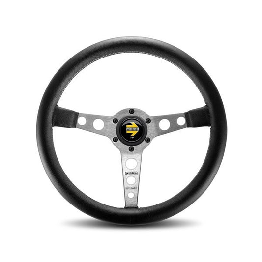 MOMO AUTOMOTIVE ACCESSORIES  Prototipo Steering Wheel Leather Silver Spoke   MOMPRO35BK0S