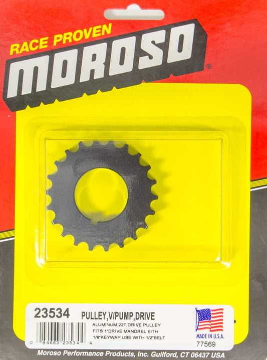 Moroso Vacuum Pump Drive Pulley 22T- Radius Tooth MPN MOR23534 For Universal use