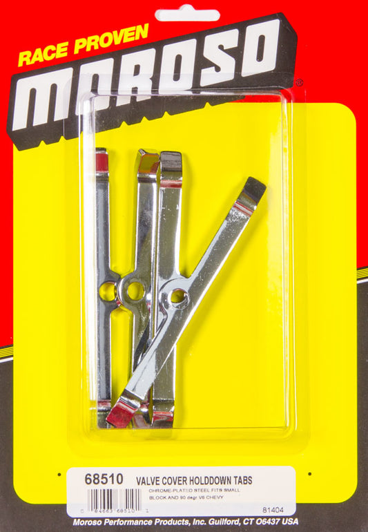 Moroso Chrome V. Cvr Hold Downs MPN MOR68510 For Chevy V6