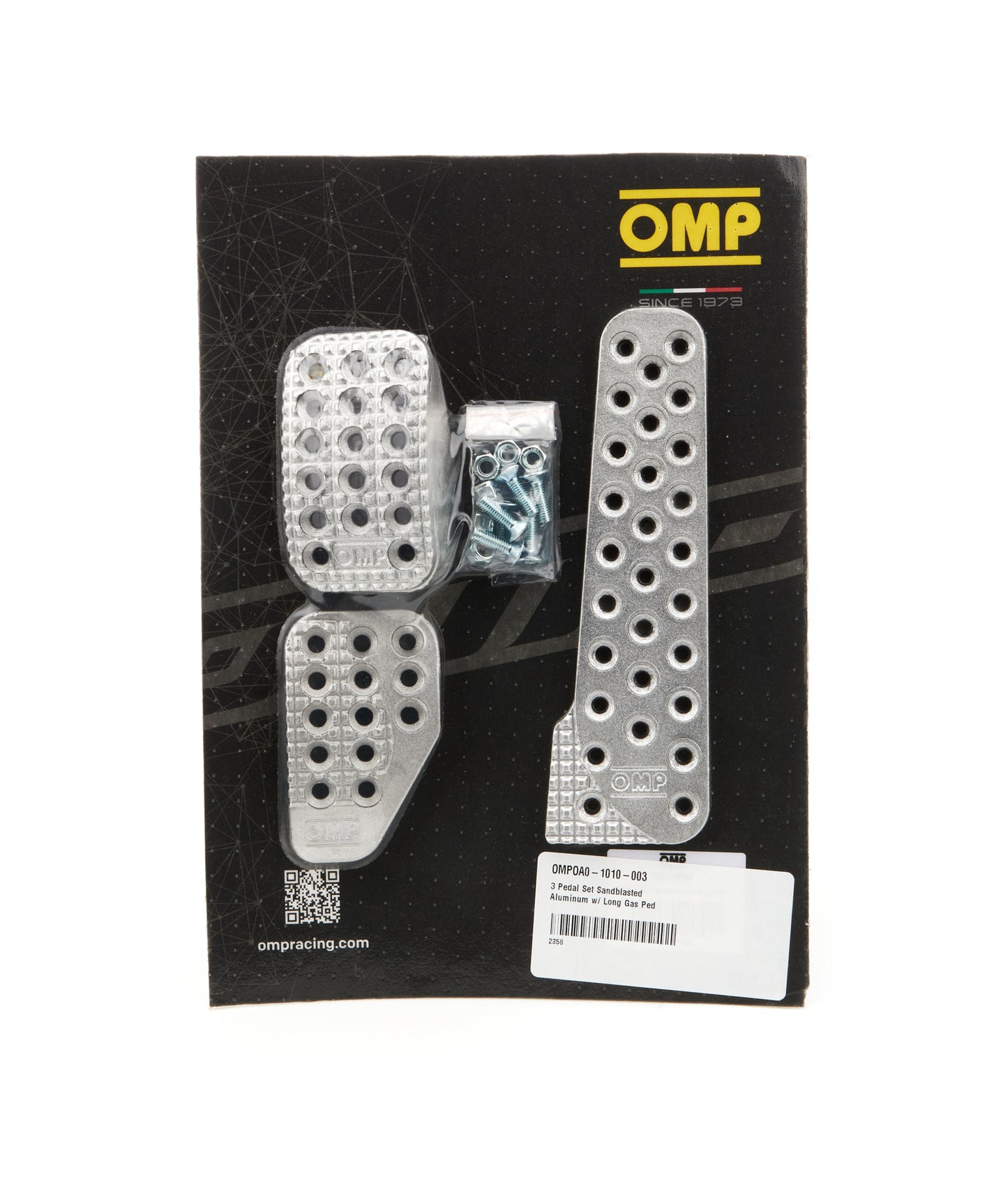 OMP RACING, INC.  3 Pedal Set Sandblasted Aluminum w/ Long Gas Ped   OMPOA0-1010-003