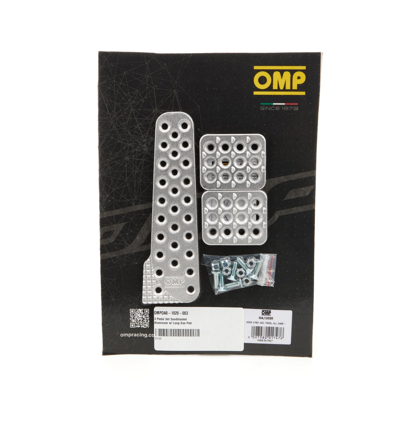 OMP RACING, INC.  3 Pedal Set Sandblasted Aluminum w/ Long Gas Ped   OMPOA0-1020-003