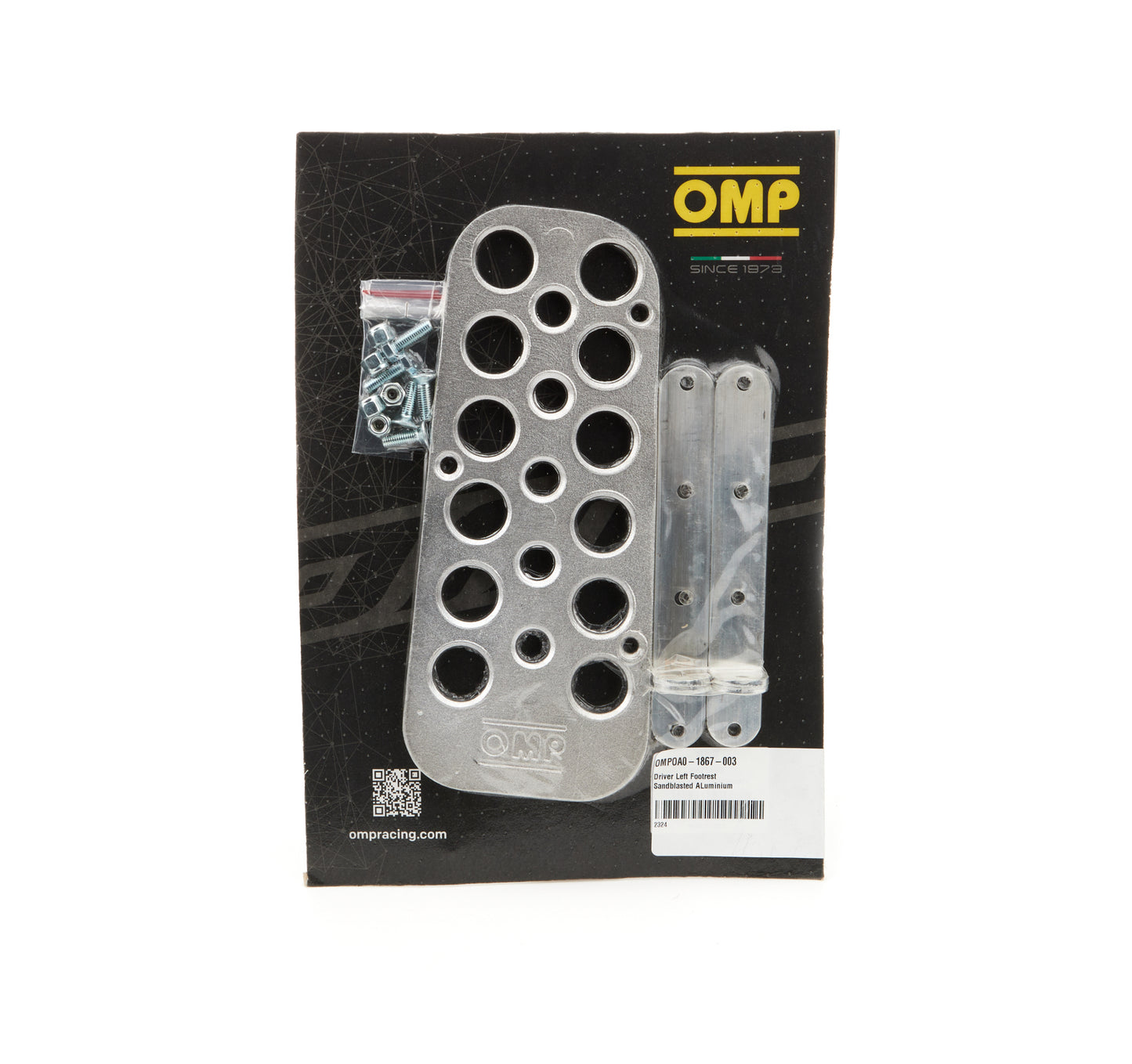 OMP RACING, INC.  Driver Left Footrest Sandblasted ALuminium   OMPOA0-1867-003