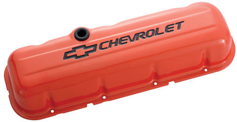 Proform BBC Valve Covers - Stamped - Orange MPN PFM141-787 For Chevrolet, Chevy