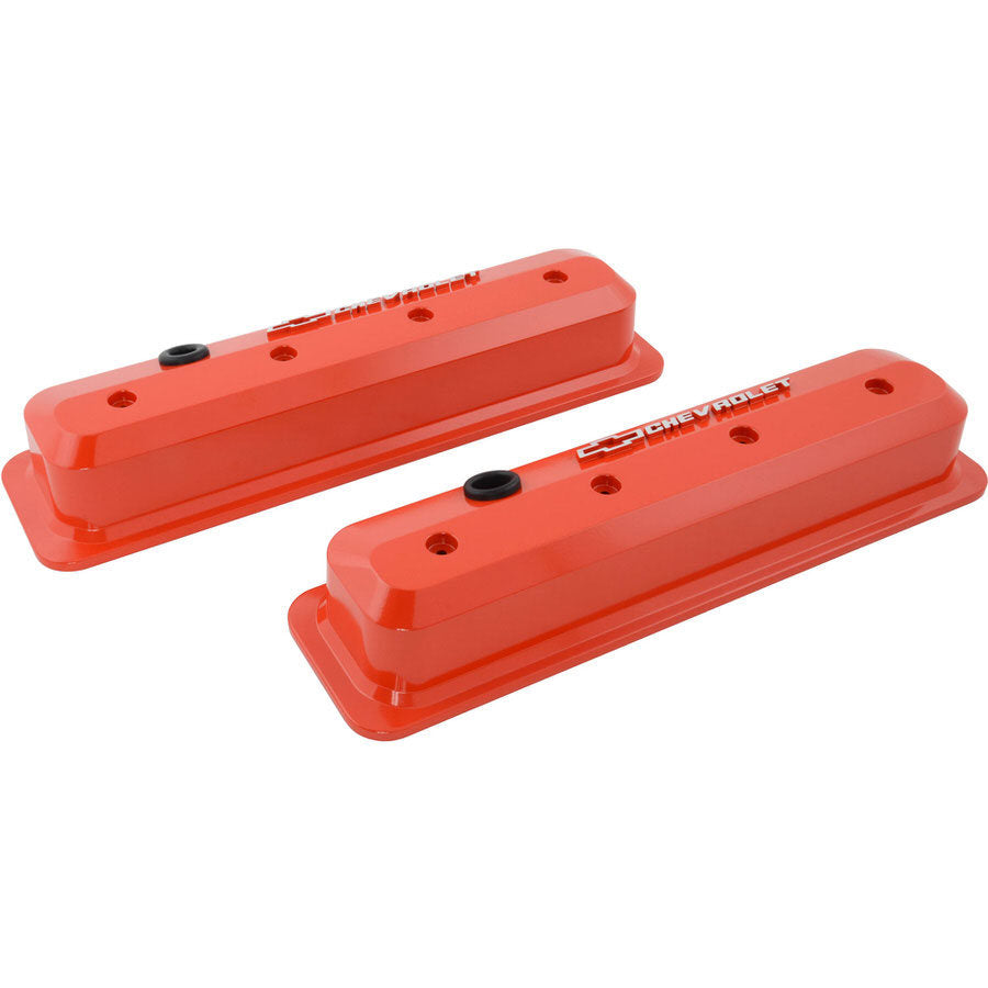 Proform SBC Valve Cover Slant Edge Orange MPN PFM141-841 For Chevrolet, Chevy