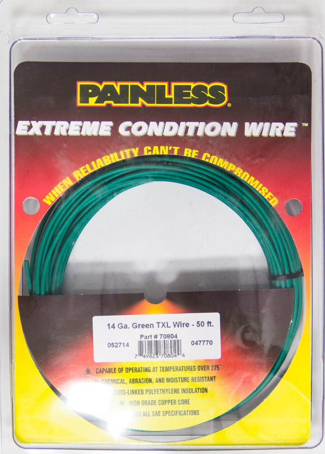 PAINLESS WIRING  14 Gauge Green TXL Wire  50 Ft.  PWI70804