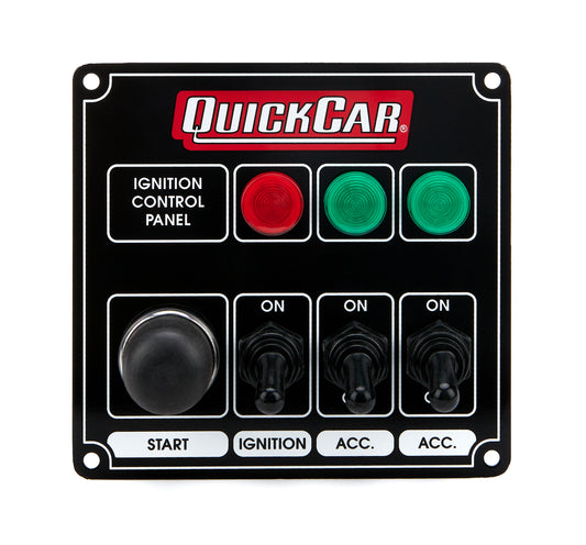 QUICKCAR RACING PRODUCTS  Ignition Panel Black w/ 2 Acc. & Lights   QRP50-825