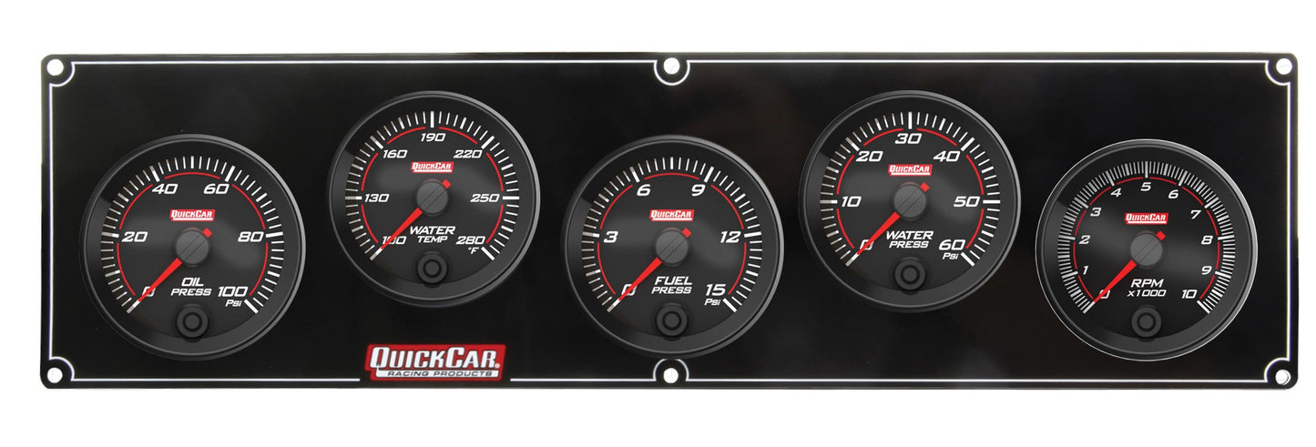 Quickcar Racing Products Redline 4-1 Gauge Panel OP/WT/FP/WP w/2-5/8 Tach MPN QRP69-4256
