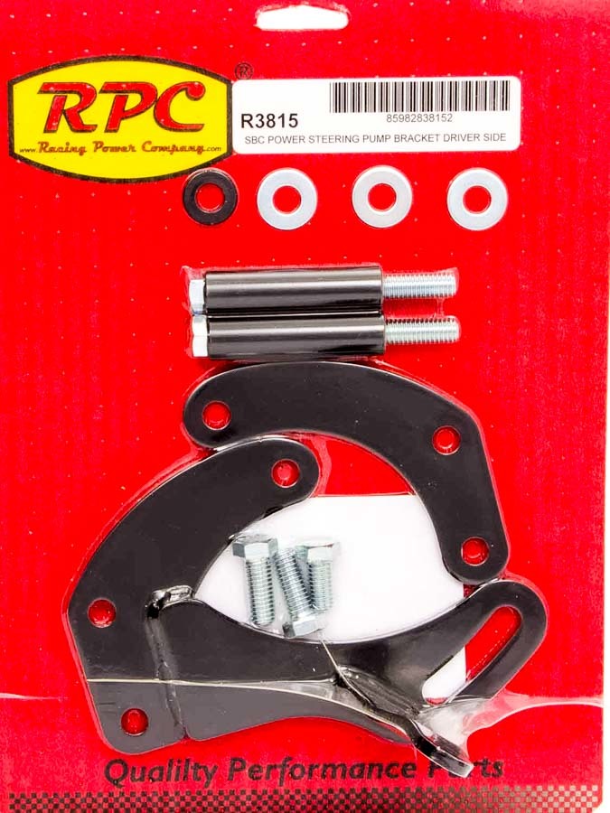 RACING POWER CO-PACKAGED  SBC Saginaw Power Steer Bracket Swp Black   RPCR3815